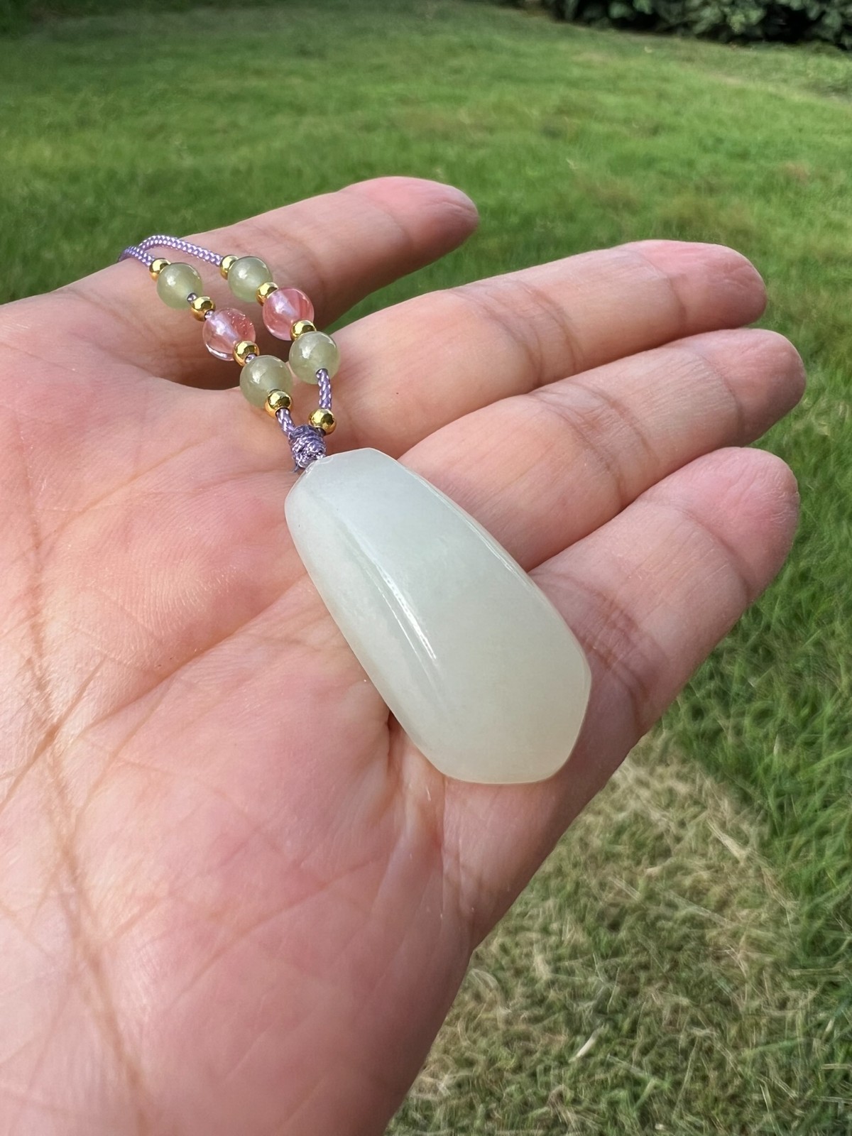 Creamy Fine White Genuine Natural Nephrite Jade Pendant H220 b3