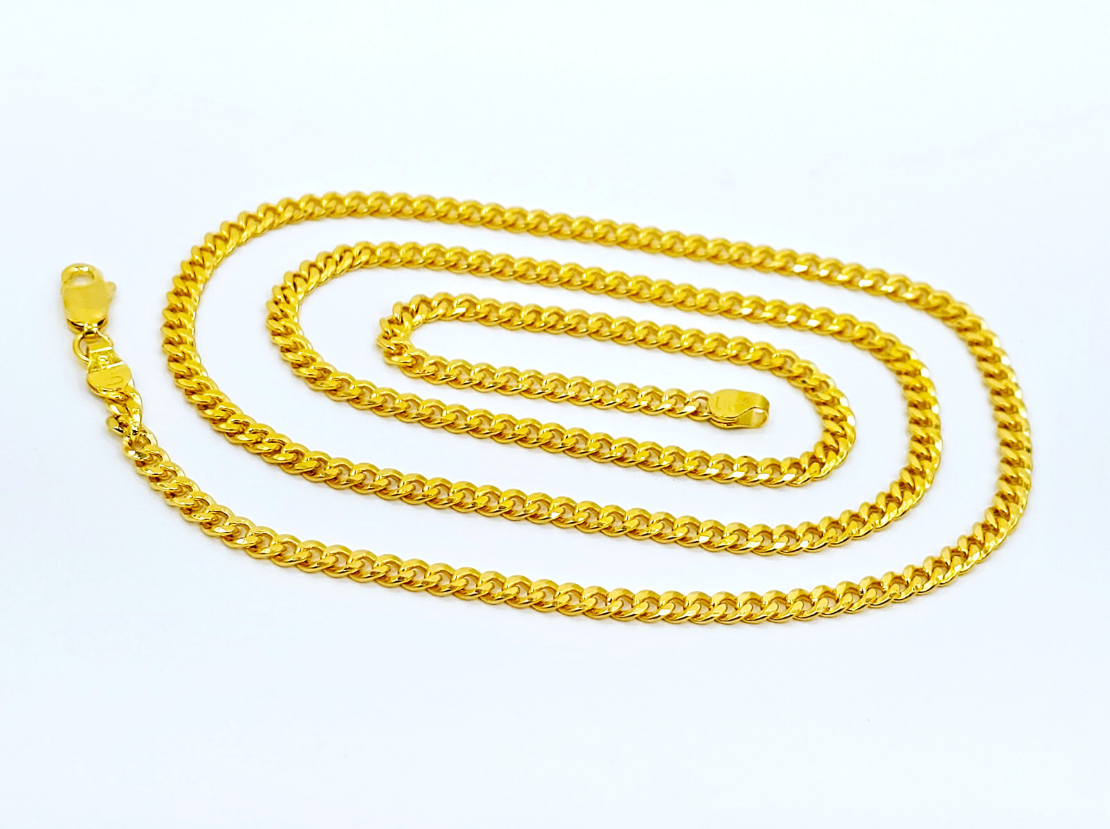 22K Solid Yellow Gold Cuban Link Chain Necklace 21.75 in 3.2mm Hallmarked 916