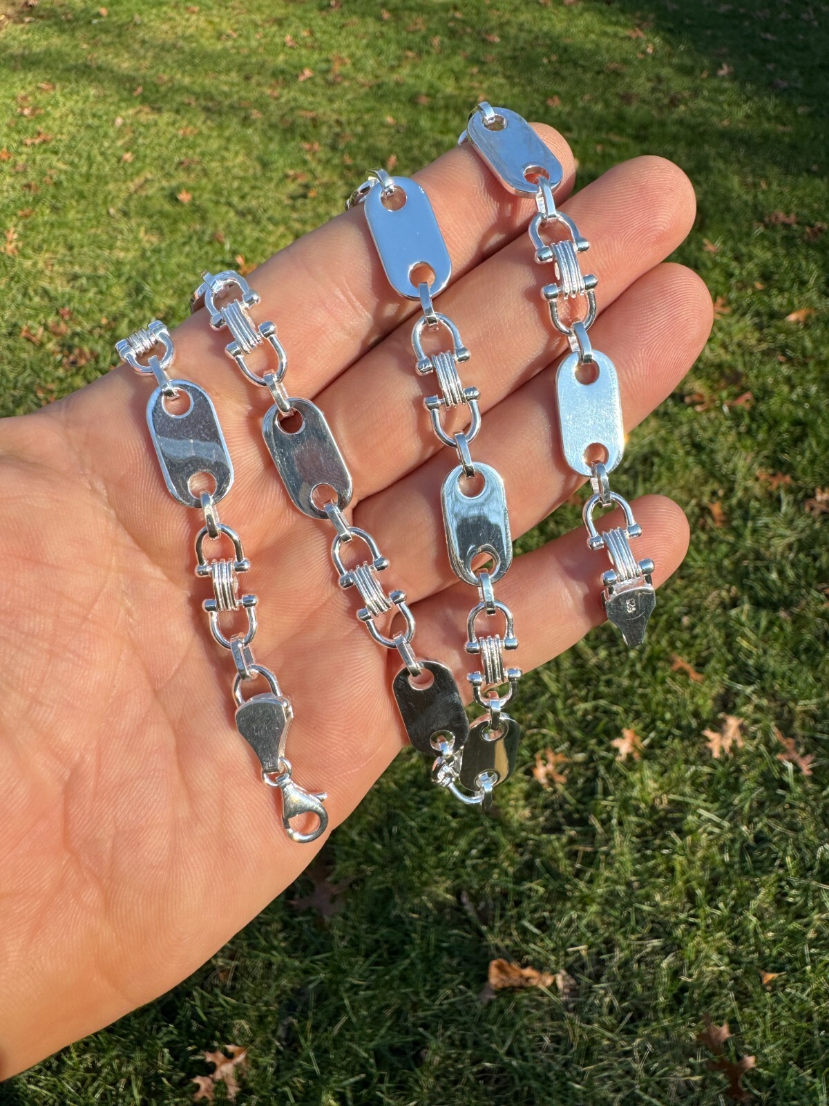 10mm Real 925 Sterling Silver Custom Mariner Ferragamo Link Chain Necklace ITALY
