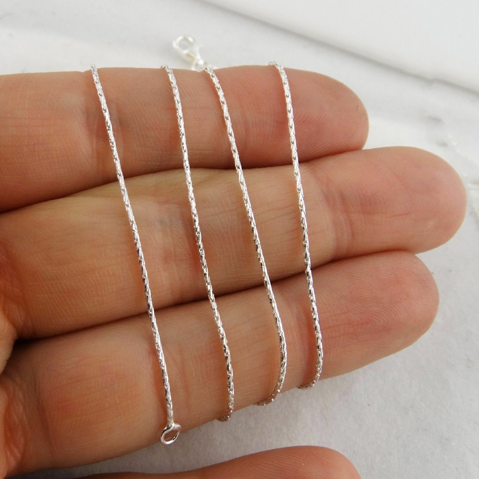 0.8mm Sparkle Chain Necklace – 925 Sterling Silver – 16″, 18″, 20″ Italian