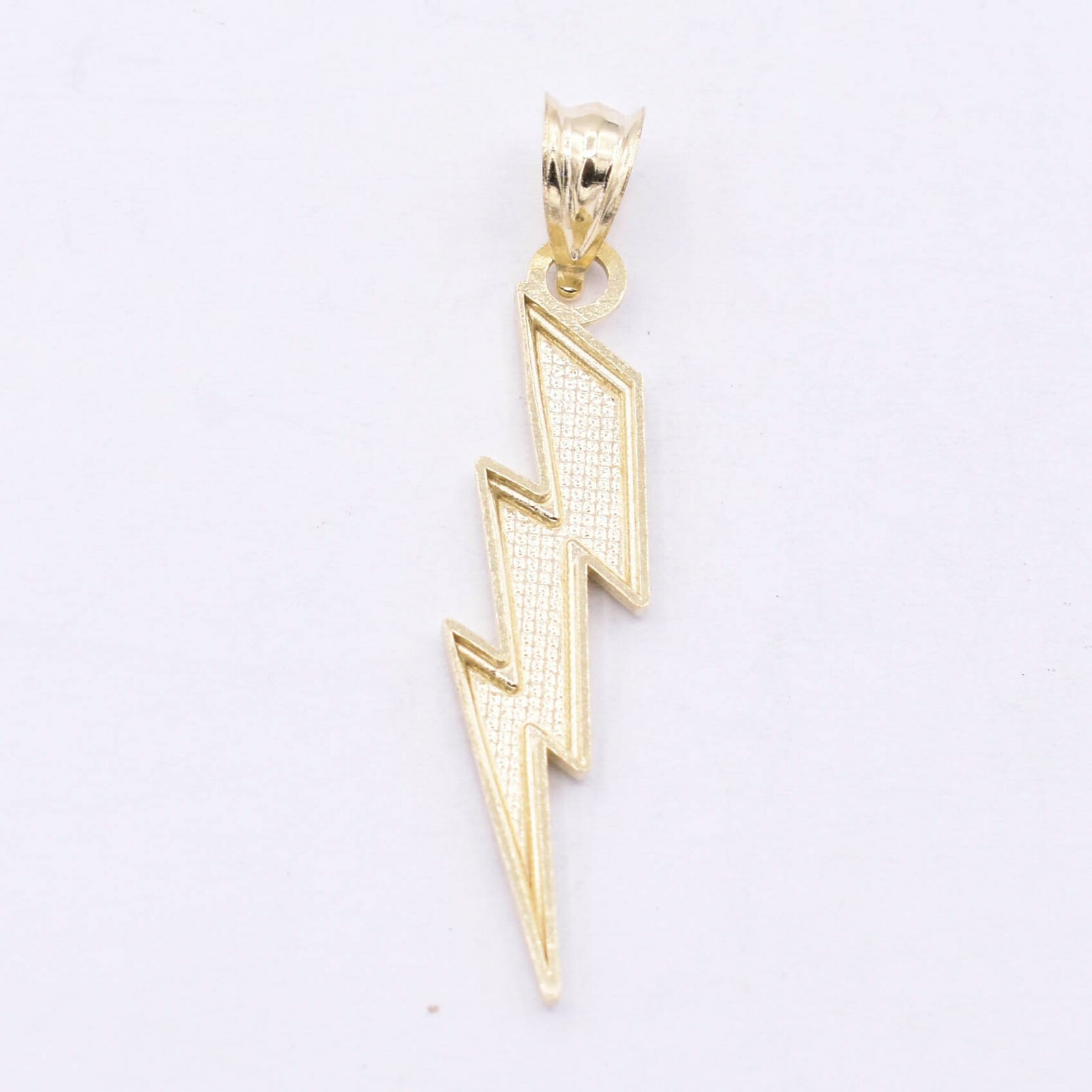 Diamond-Cut Lightning Bolt Pendant Charm Real 10K Yellow Gold ALL SIZES