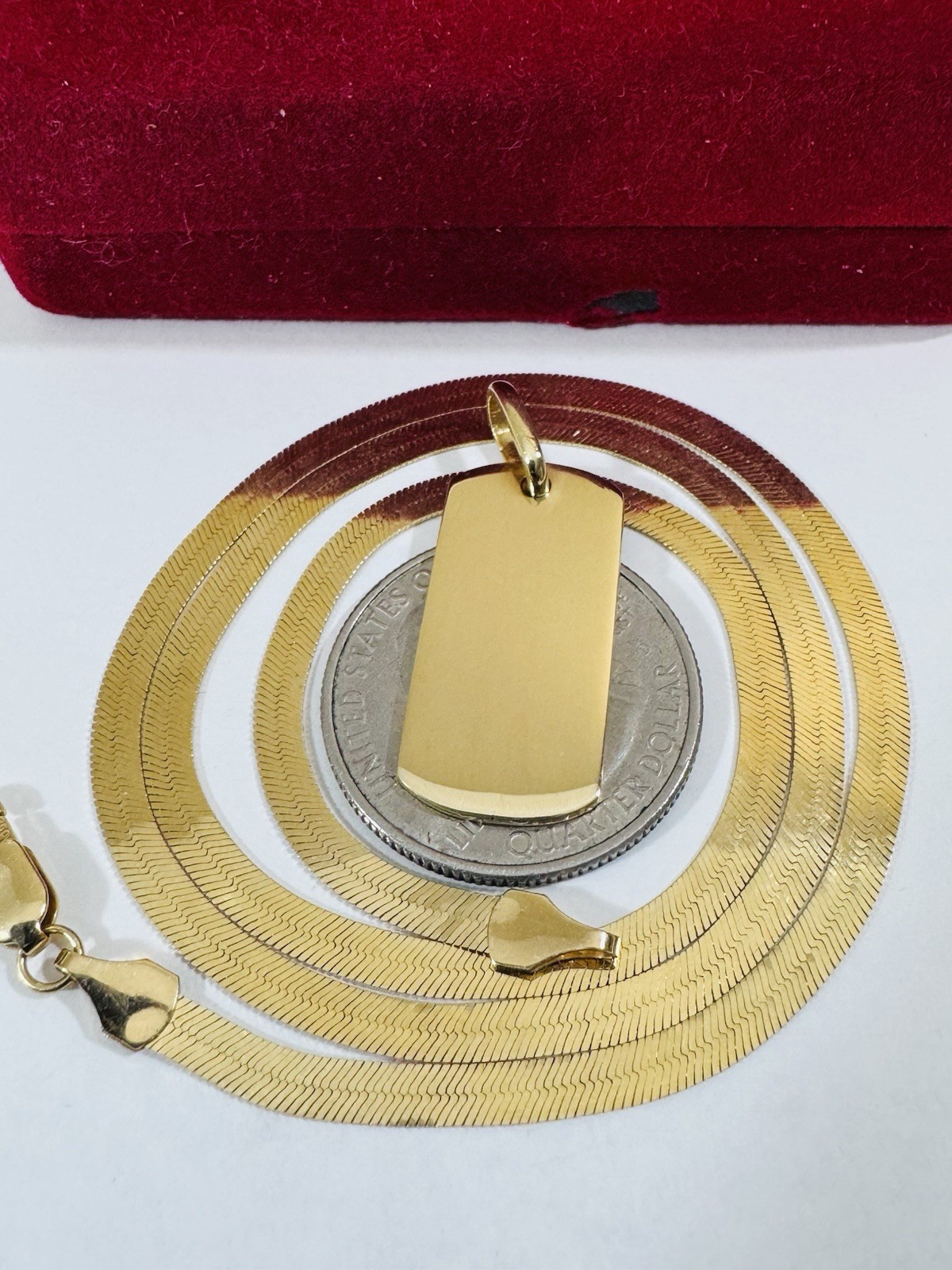 18K 750 Genuine Gold Rectangle Bar Necklace 17” Inch Long 12.4g 3.8mm