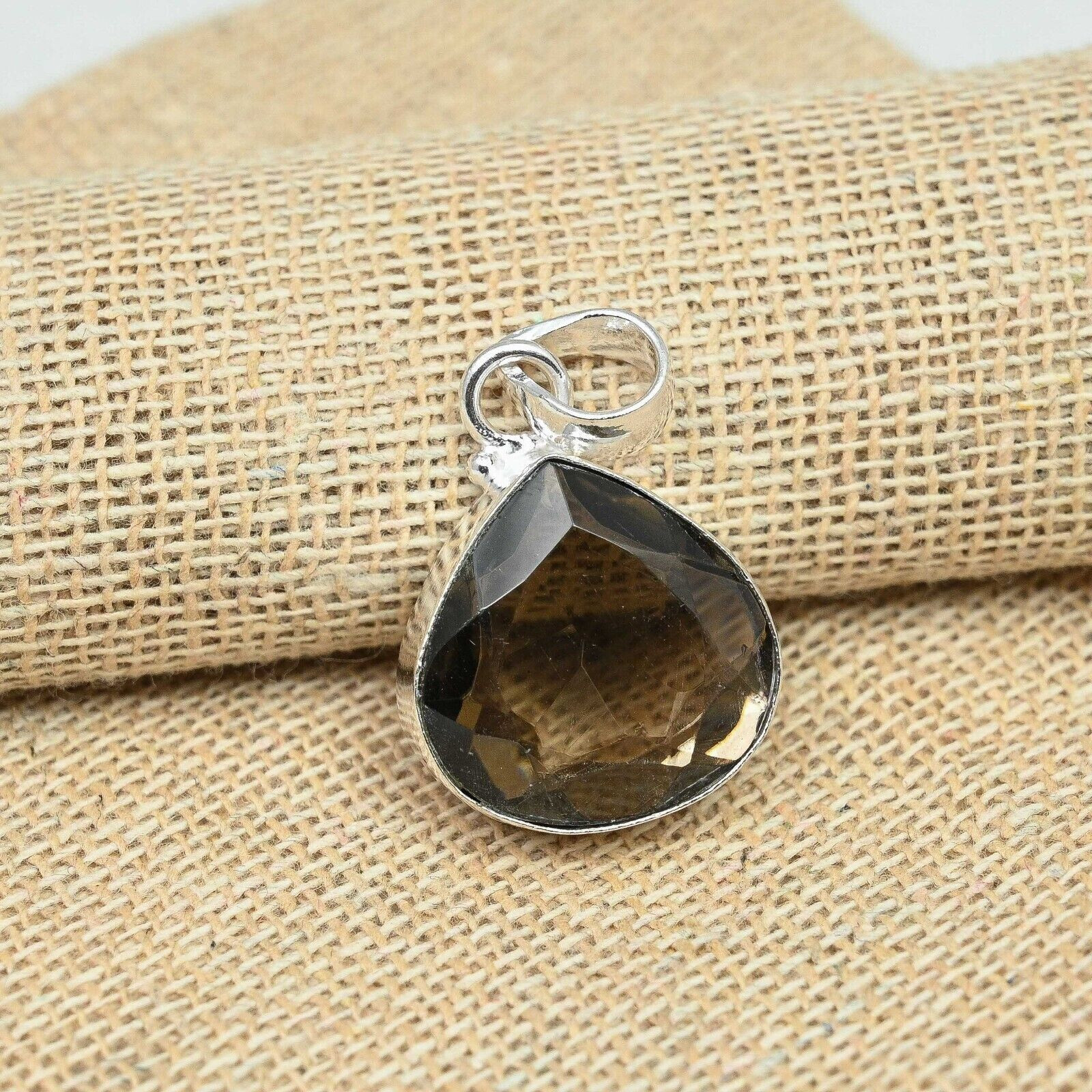 Beauty Smoky Topaz Gemstone 925 Sterling Silver Handmade Pendant B-47