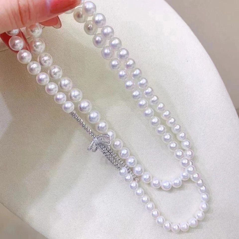 25″ NATURAL ROUND AAAA 8-9MM SOUTH SEA WHITE PEARL NECKLACE 925s