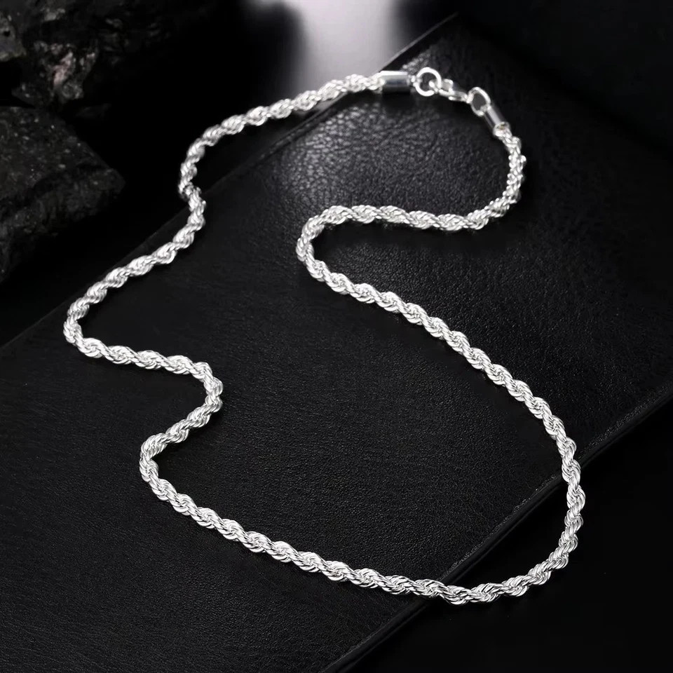 925 Sterling Silver Italian Rope Chain Men’s Necklace 4mm – NEW**