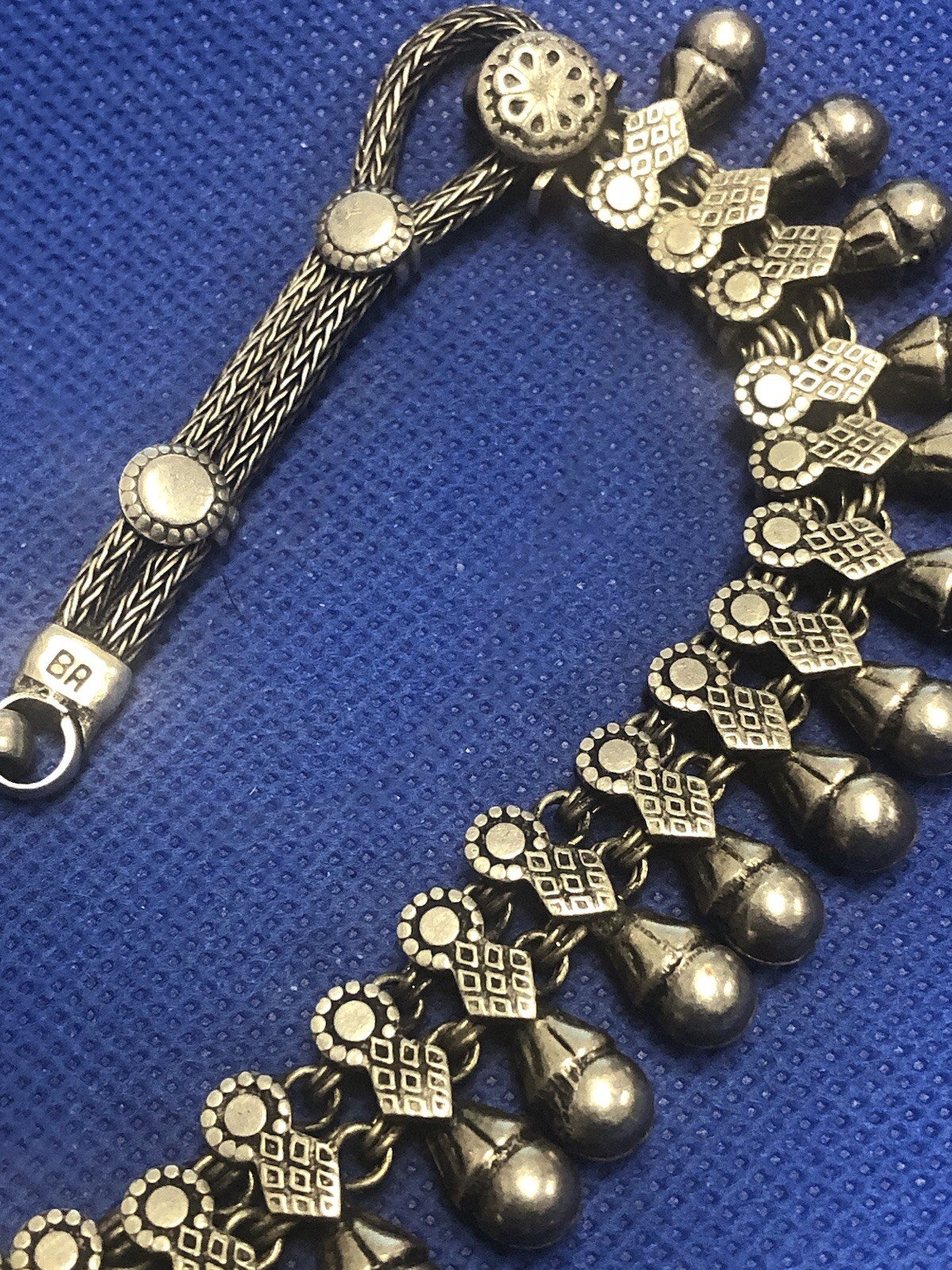 VTG STERLING SILVER TESTED SIGNED BA RAJASTHANI NECKLACE HEAVY 86 GRAMS 16.25″