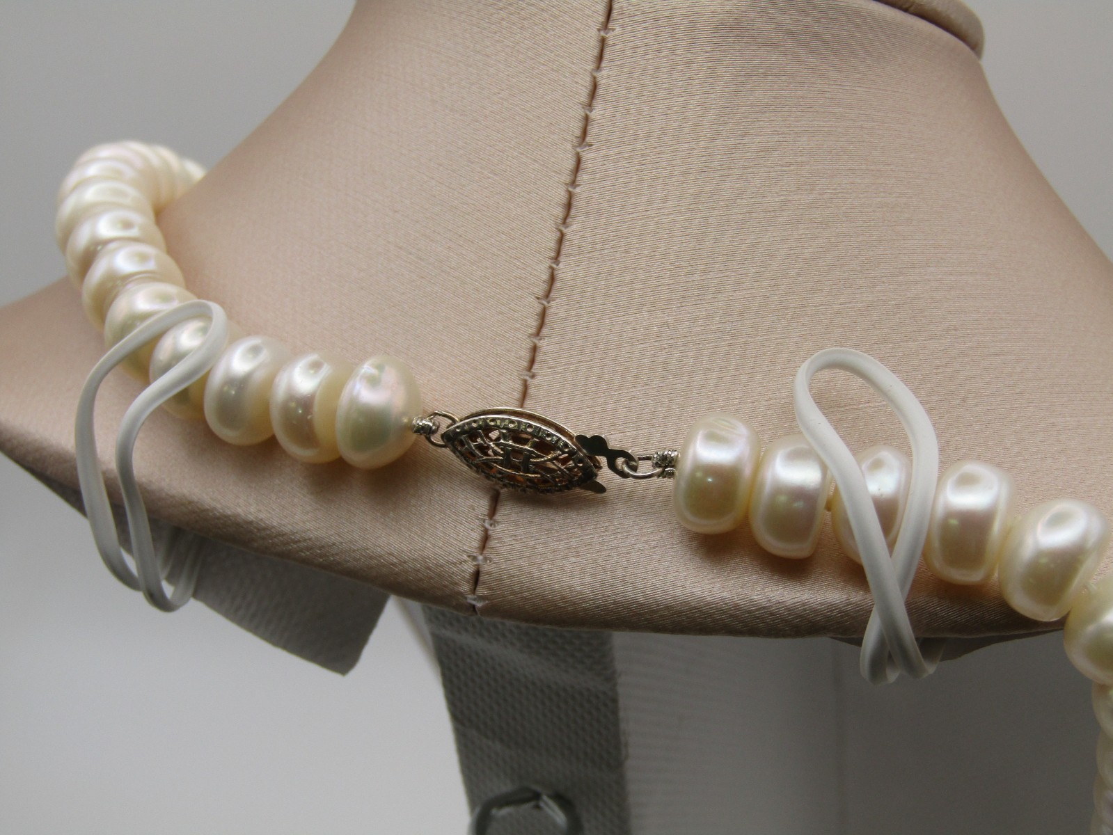 Exceptional New Sterling Silver Wt Rondelle Pearl Strand 18″ and Bracelet 7.5″