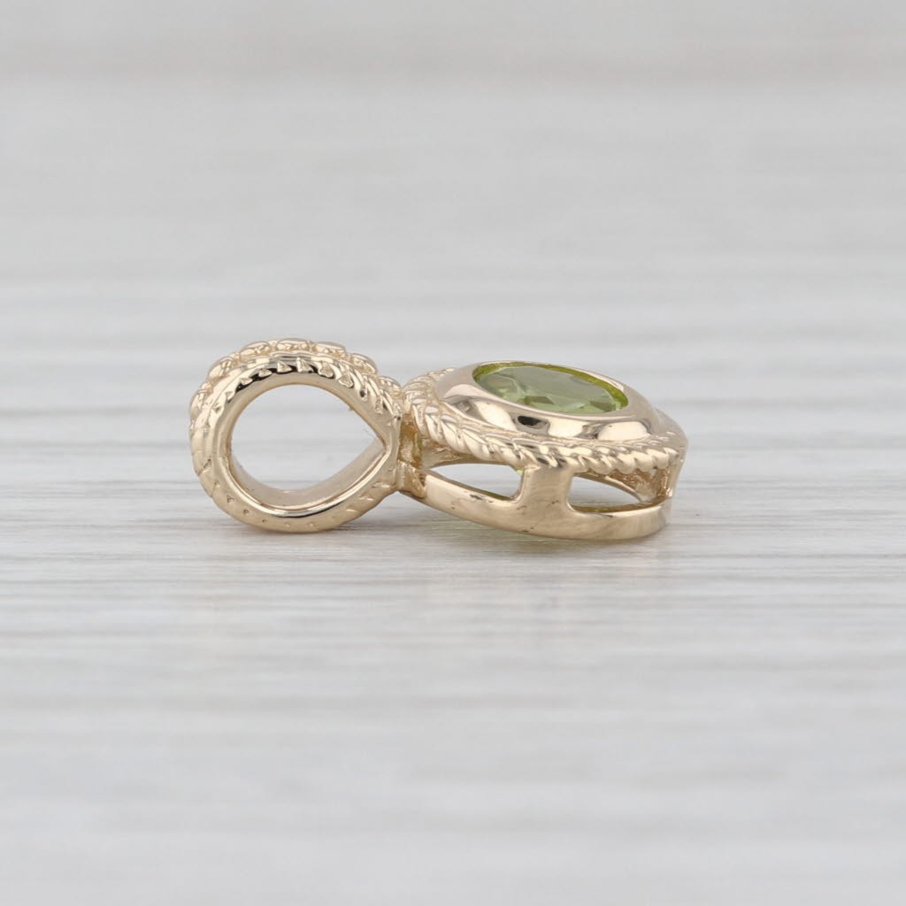 1.35ct Round Peridot Pendant 14k Yellow Gold Small Solitaire Drop