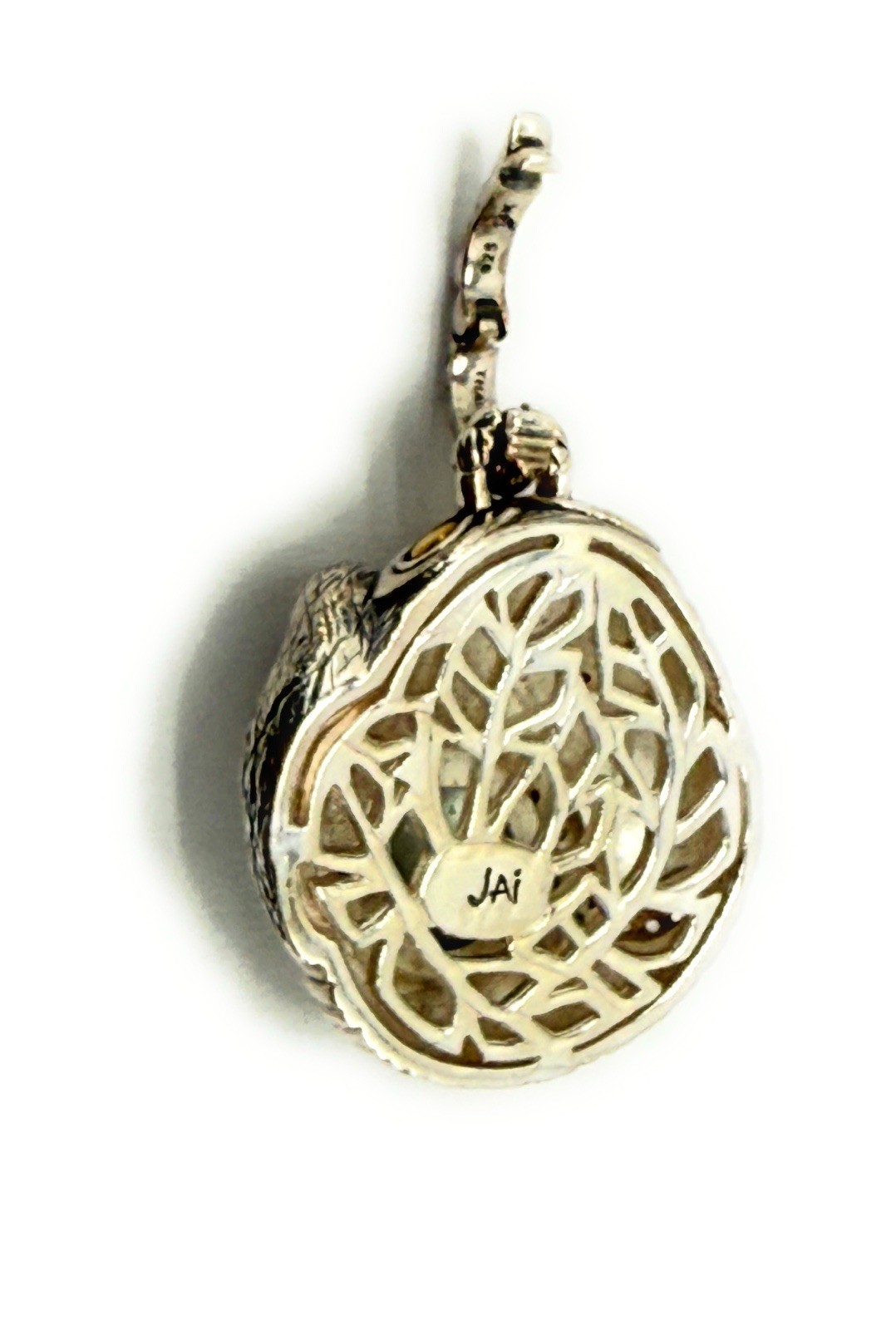 JAI John Hardy 925 Sterling Silver 14k Gold Elephant Pendant Enhancer Pearl 1″