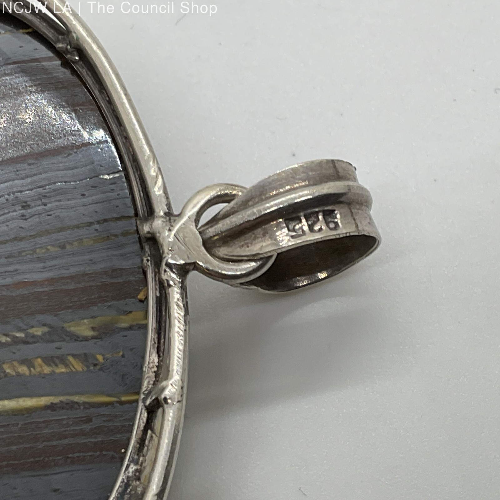 Sterling Silver 45mm Iron Tiger’s Eye 2.5″ Pendant- 47.74g
