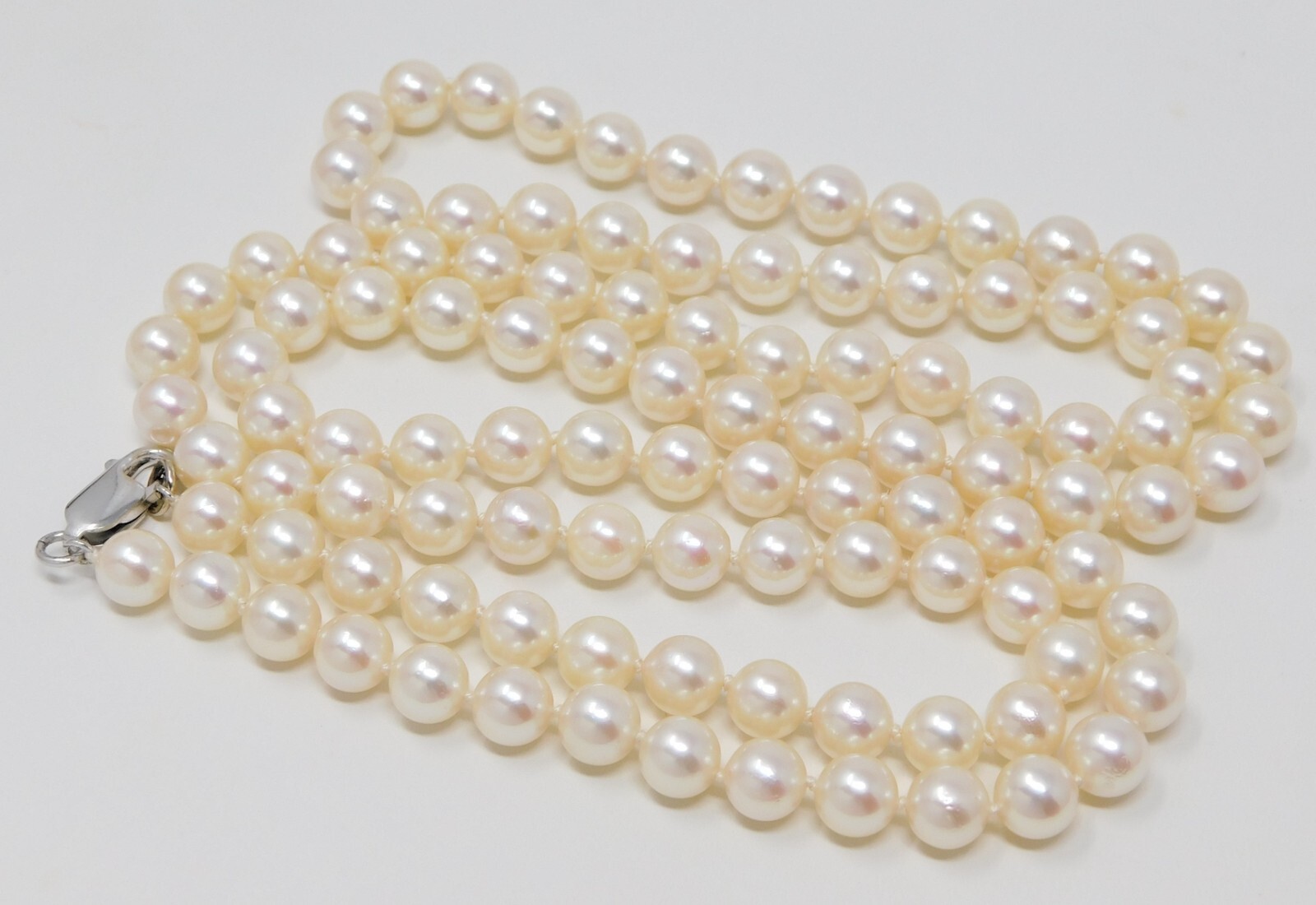 6.5-7 mm Strand Cultured PEARLS 18k Gold Clasp Necklace 31.5″ Opera Length B4413