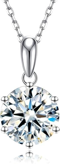 2CT D‑Color Moissanite Pendant – 18K White Gold‑Plated Sterling Silver – GRA