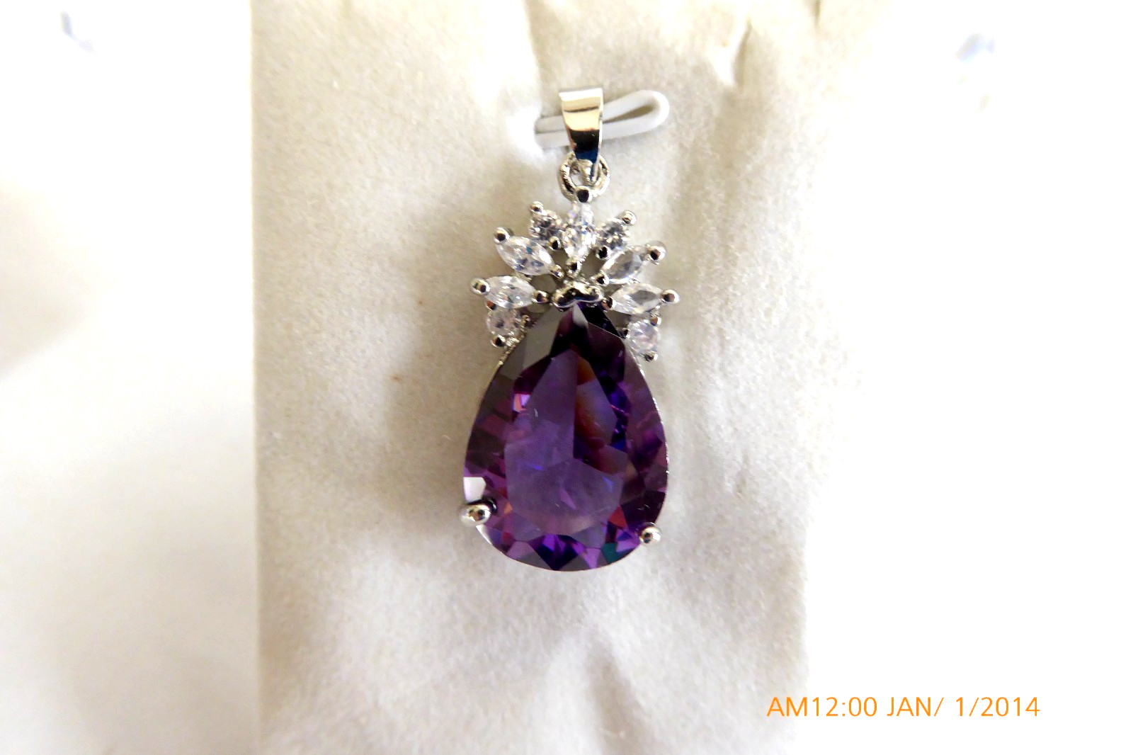 STERLING SILVER AMETHYST TEARDROP PENDANT