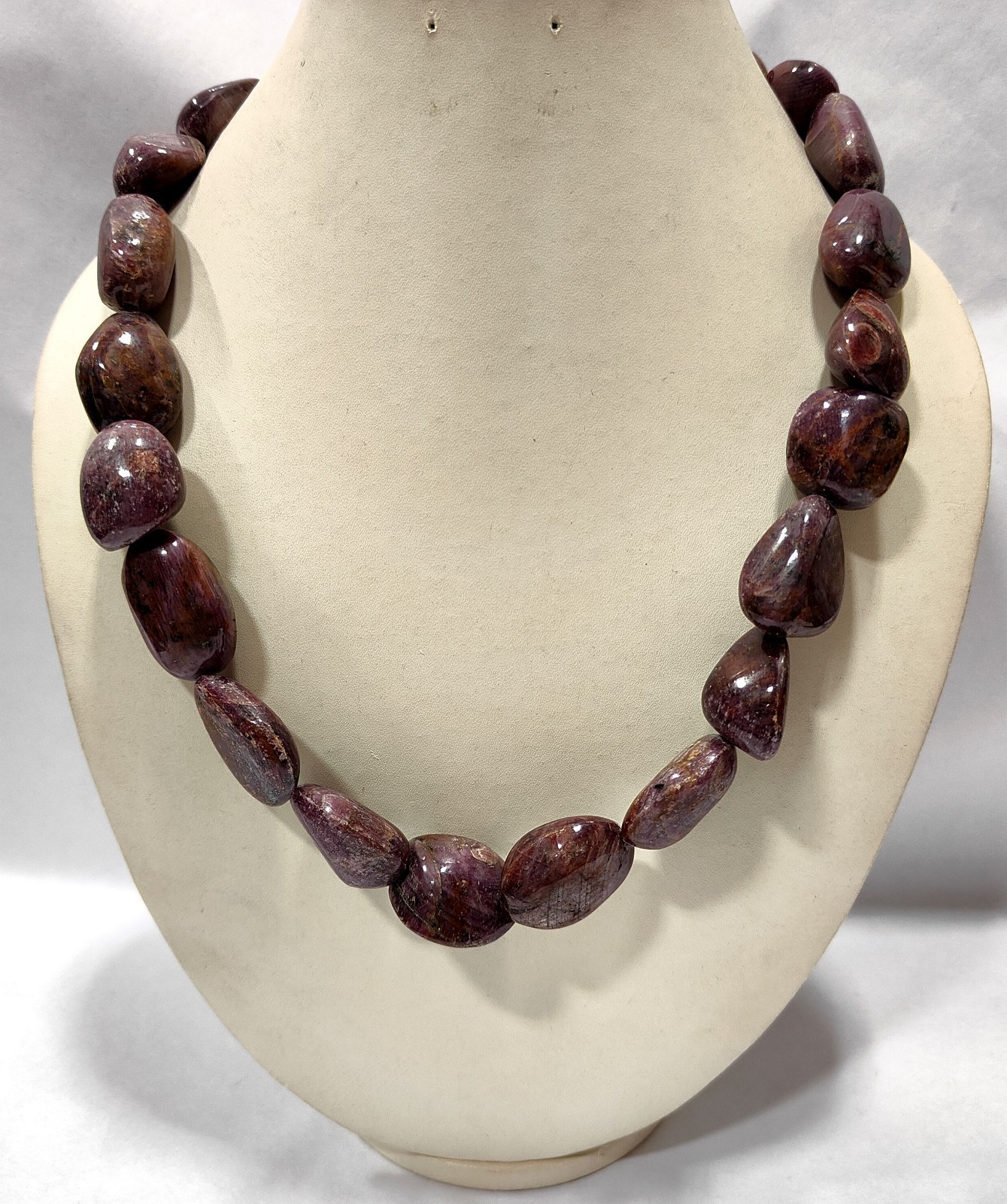 Natural Indian Ruby Tumble Beads Necklace: Handmade AAA+ Quality, 20 Inches Bead