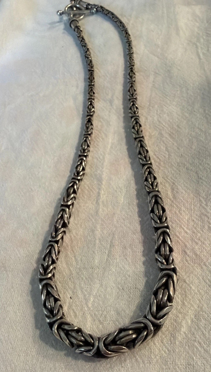 Sterling Silver Byzantine Link 17.5” Necklace 57 Gr Thick