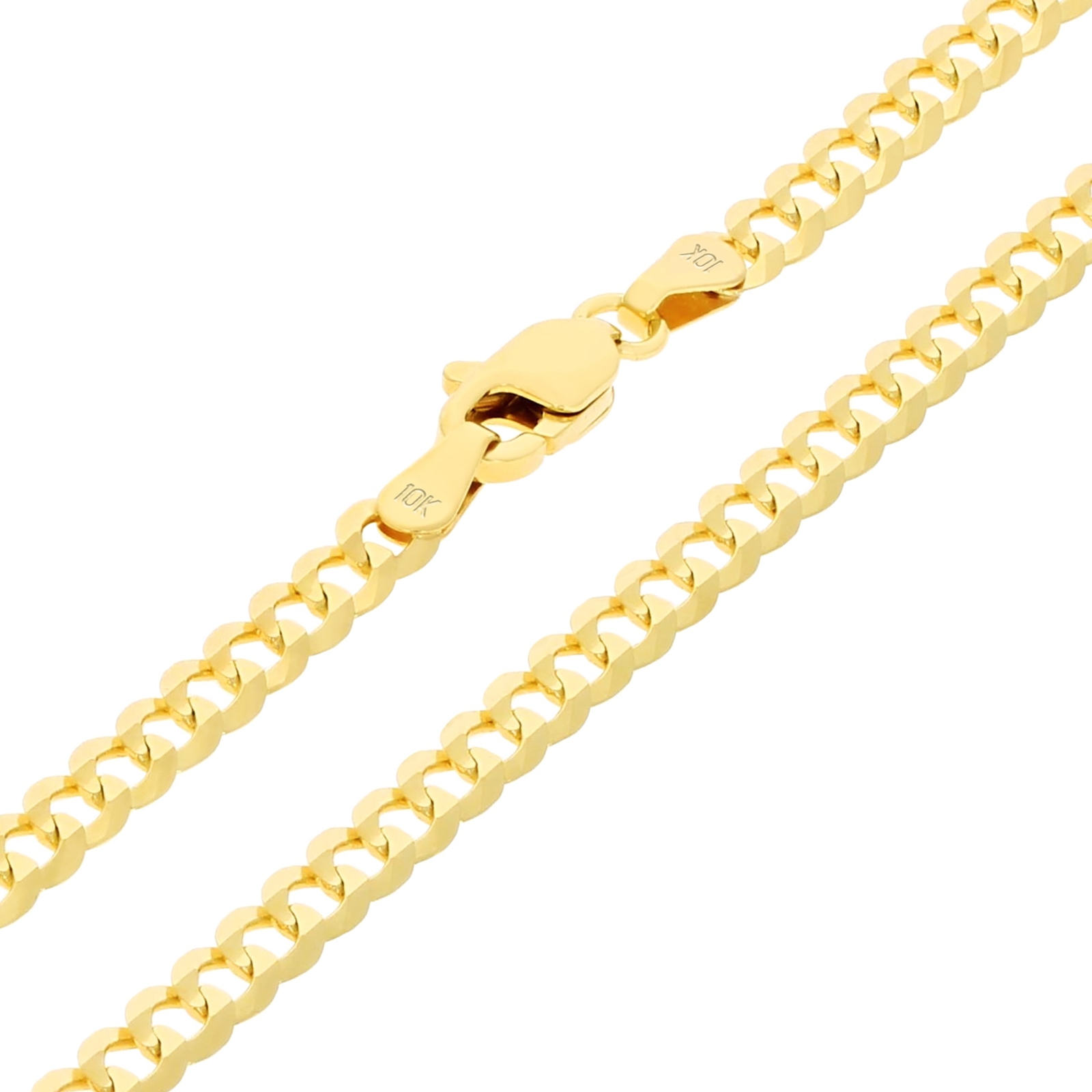 10K Solid Yellow Gold 4mm Cuban Curb Chain Link Necklace Mens Womens 16″- 30″