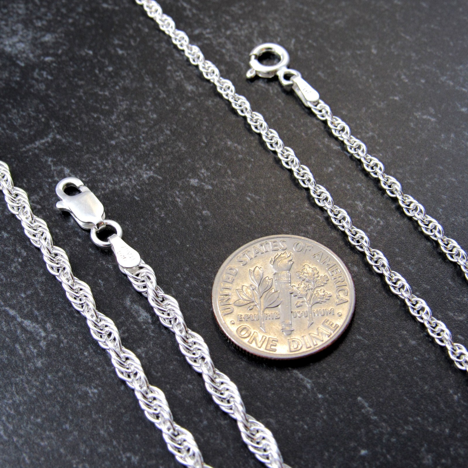 Solid 925 Sterling Silver Women’s Italian Twisted Rope / Loose Rope Chain