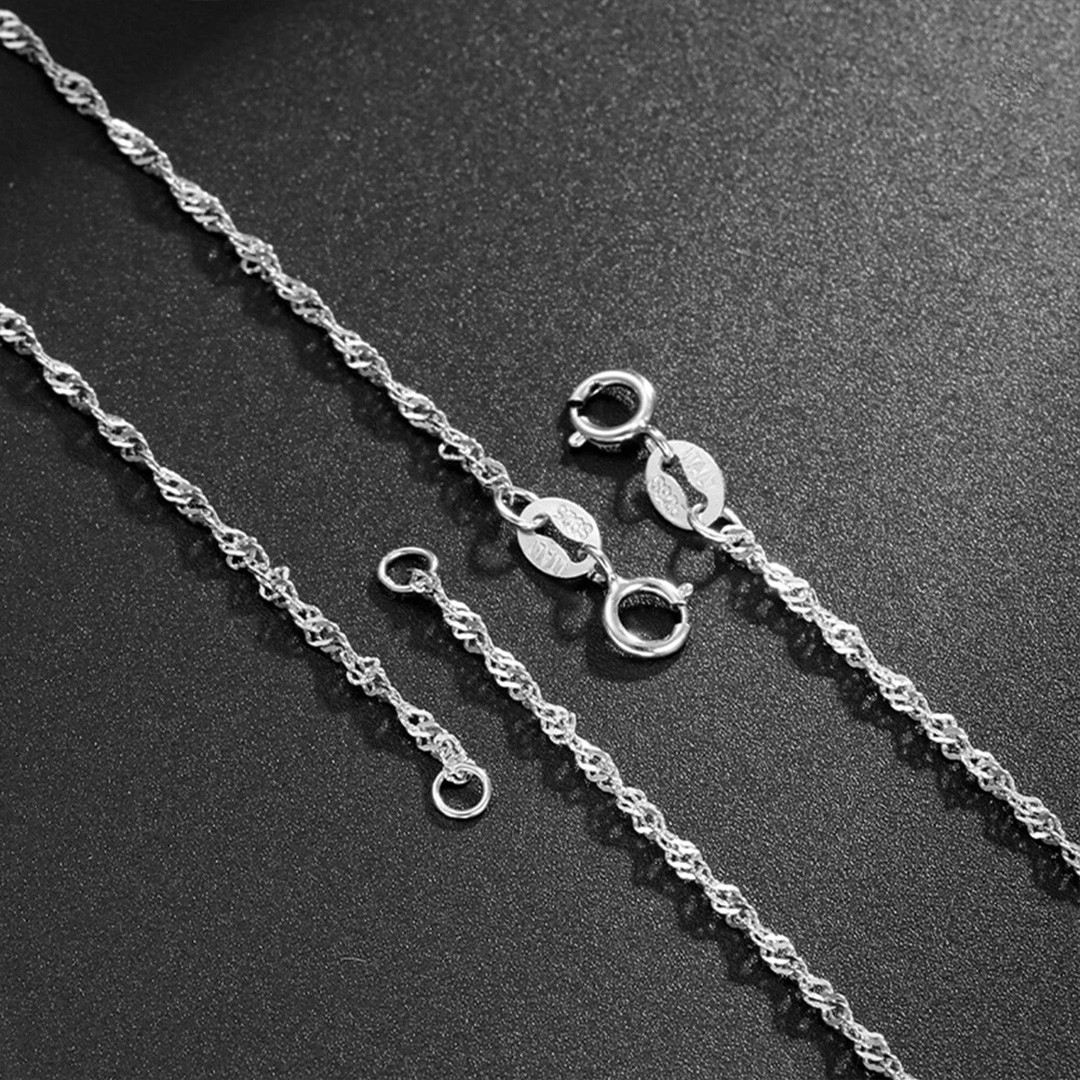 18inch 1.4mm 14k White Gold Singapore rope chain Necklace Made in Italy Gift