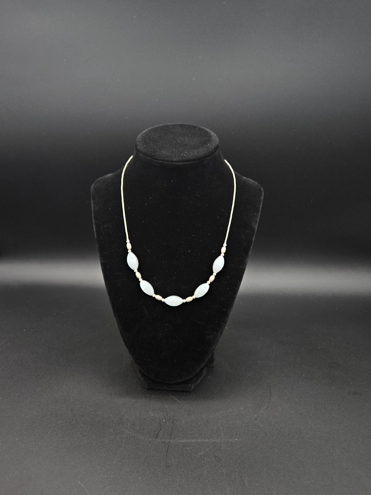 Jade 5-Stone Pendant 925 Silver Necklace with 925 Beads 16 Inch Nice Green Blue