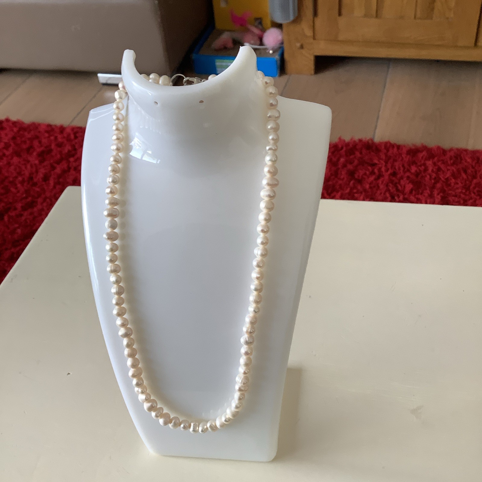 Pearl Necklace Real Baroque Cultured Freshwater Pearls Silver Lobster Clasp