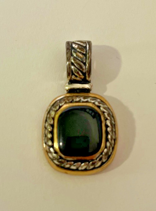 David Yurman Albion Cabochon Pendant Enhanbcer in 14k Gold and Sterling Silver