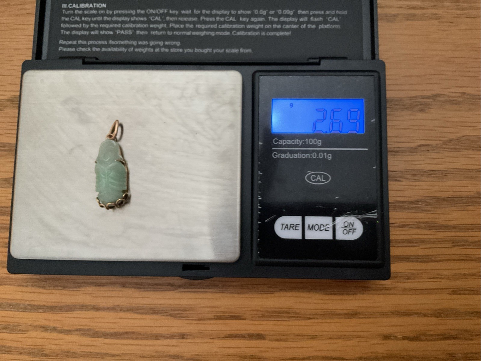 Estate 18k YG Icy Translucent Green Jadeite Jade Buddha Pendant 2.69 Gr