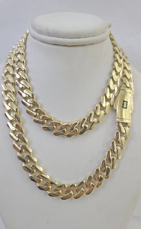 14k Yellow Gold Miami Cuban Royal Monaco Chain 5mm-17mm Necklace Bracelet 7″-30″