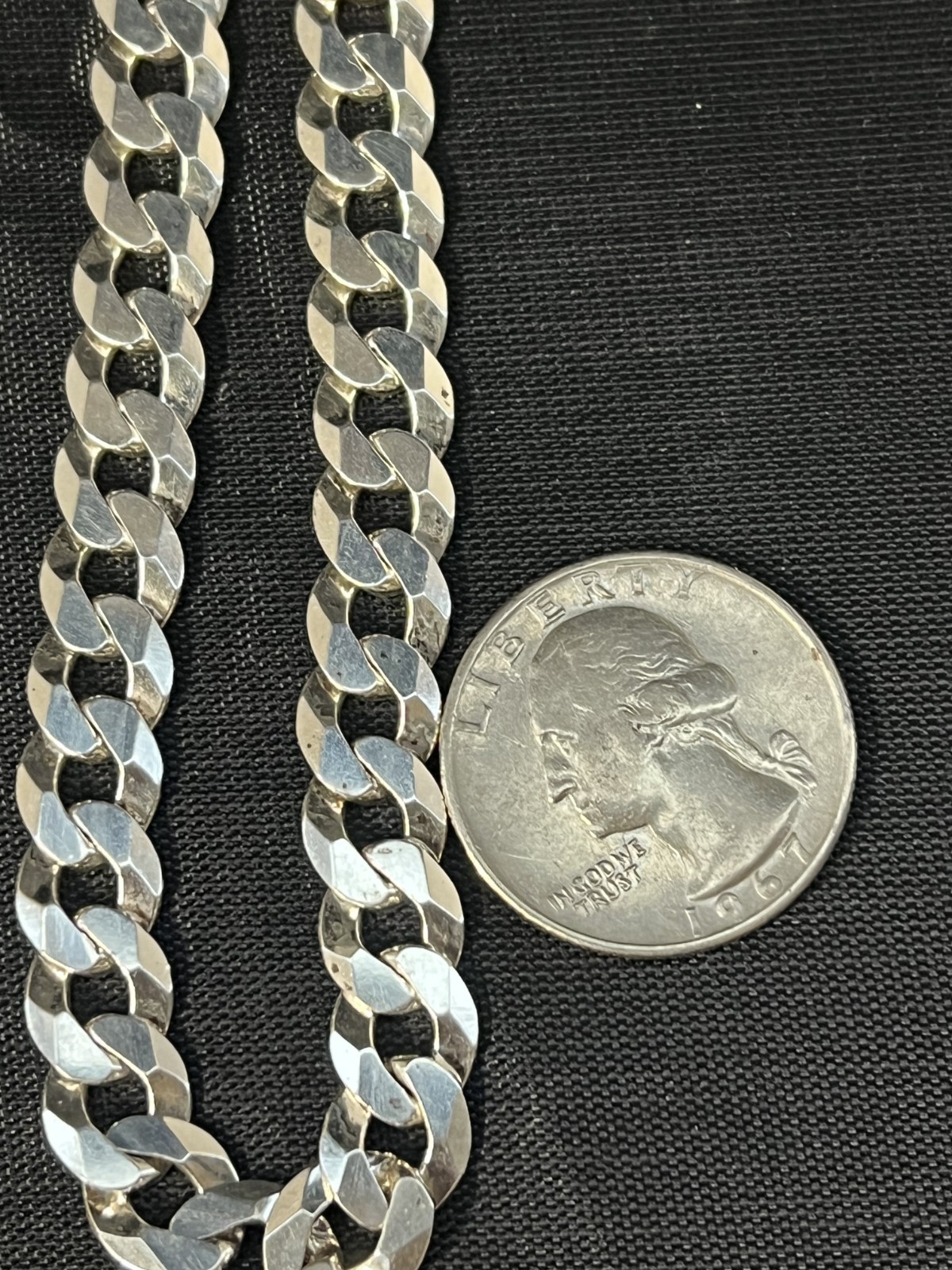 BSI Sterling Silver 925 Cuban Curb Link 8mm Necklace 24″ 43.9 grams Italy Signed