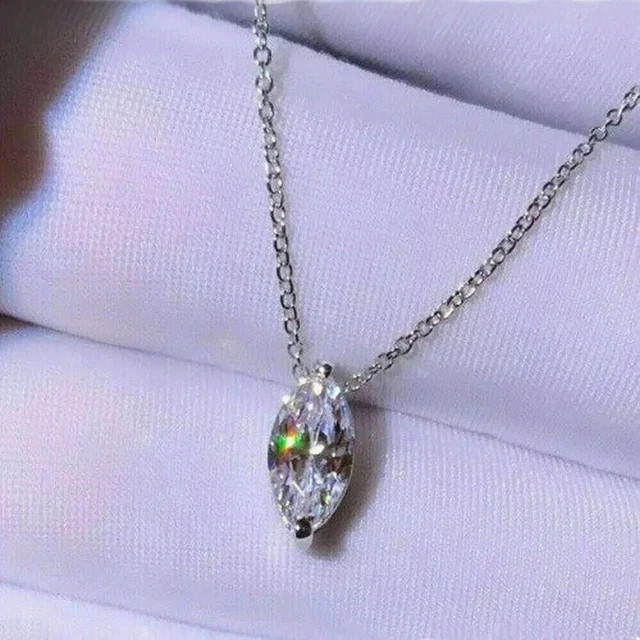 2Ct Marquise Cut Lab Created Diamond Solitaire Pendant 14K White Gold Finish