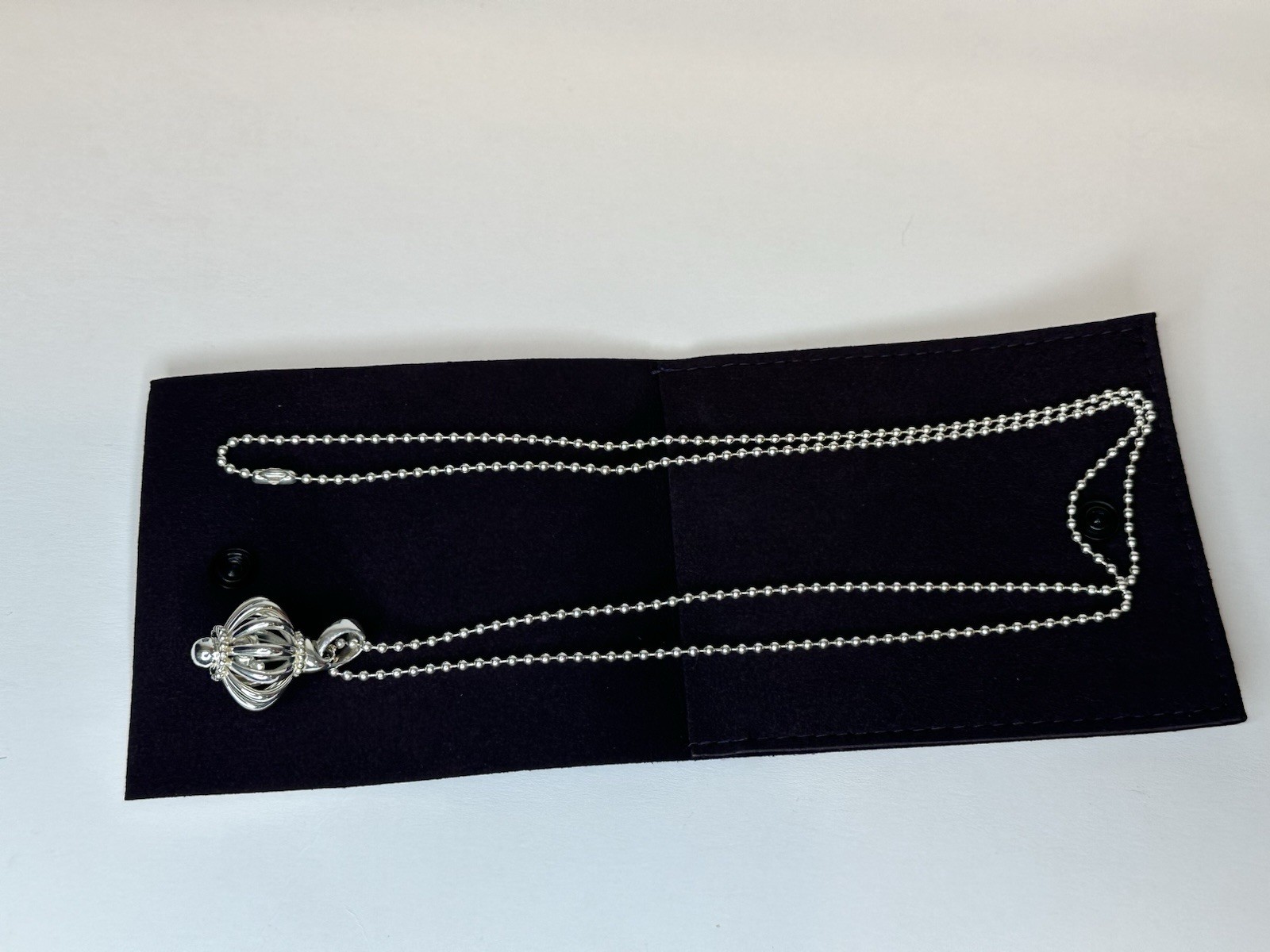 LAGOS 925 Sterling Silver Birdcage Pendant Ball 34″ Beaded Necklace w/ Gift Box