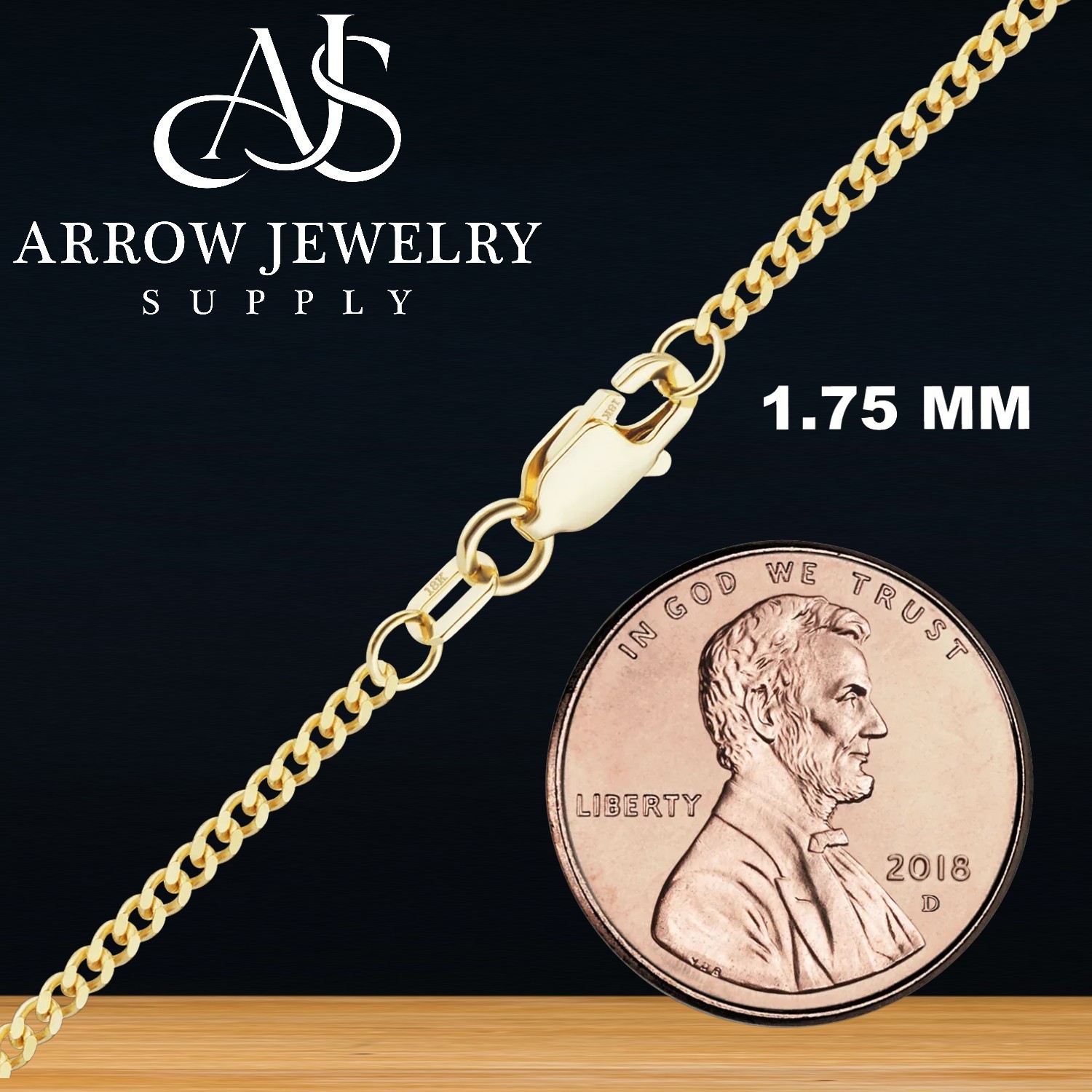 18K Yellow Gold Solid Classic Curb Cuban Link Necklace Chain