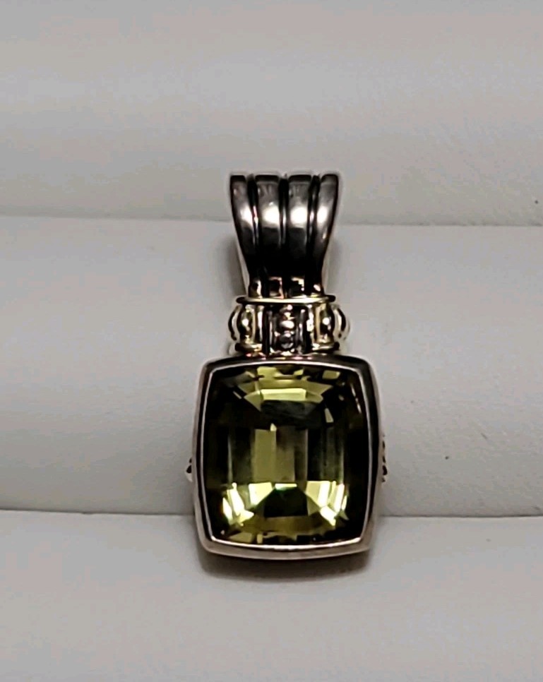 Lagos Caviar Pendant Sterling Silver & 18k Yellow Gold w/ Faceted Citrine