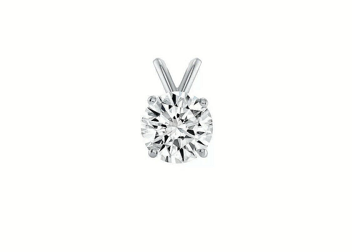 1.00 Ct Round Brilliant Cut FL/D Certified Moissanite 14K White Gold Pendant 18″