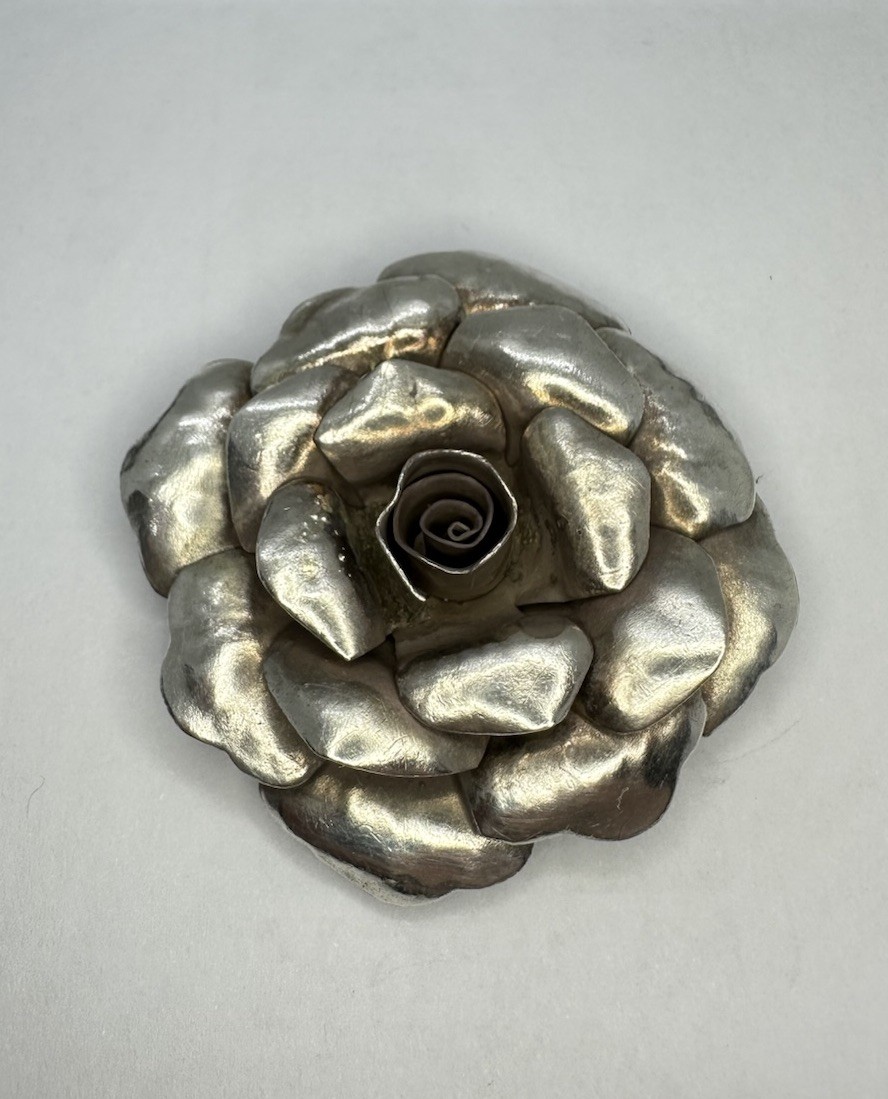 Unique VNT NOS Sterling Silver Handcrafted 3D Flower Pendant Heavy 21g 2”in!