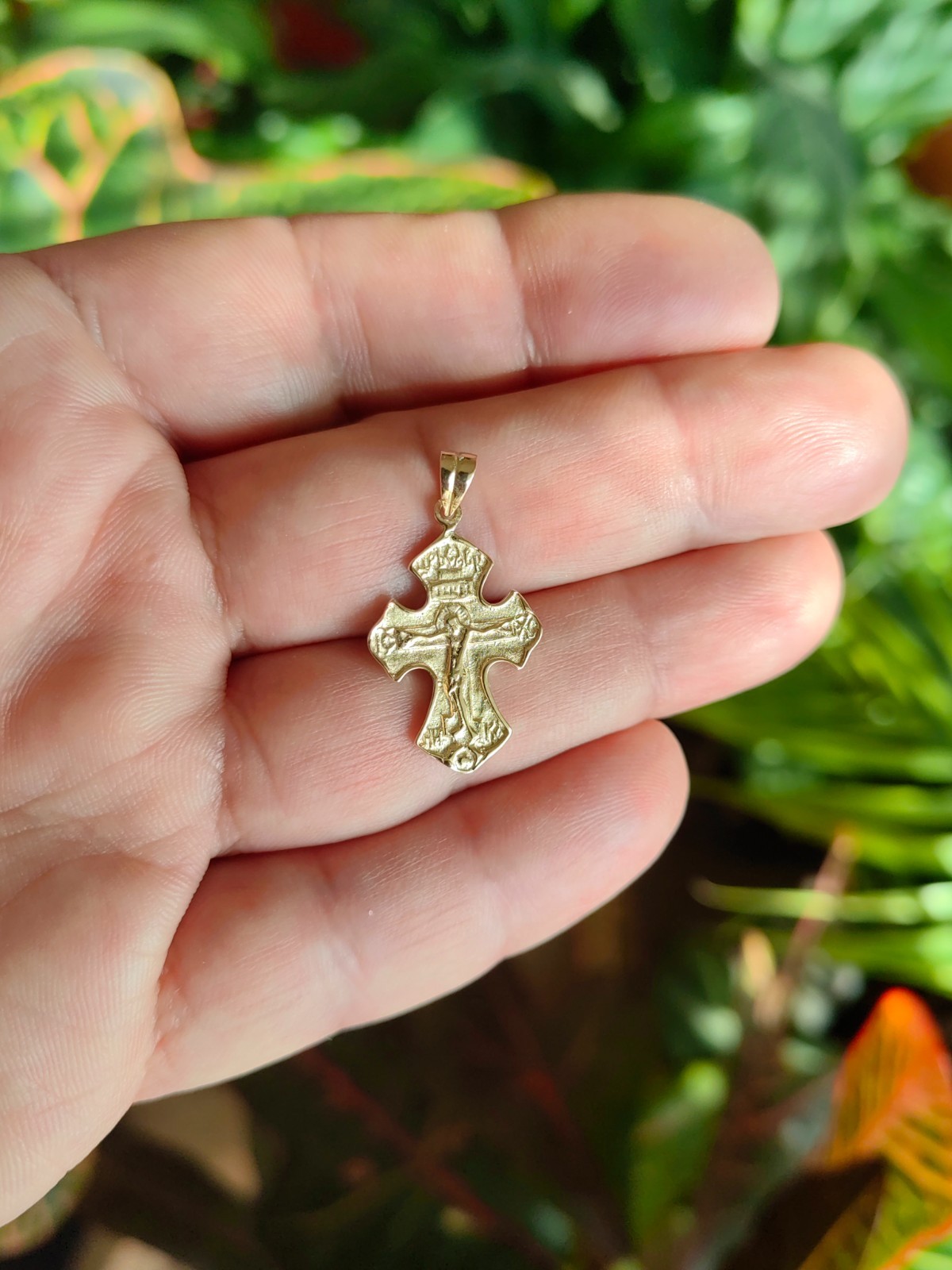 14k solid yellow gold cross pendant, female golden cross, male gold cross,
