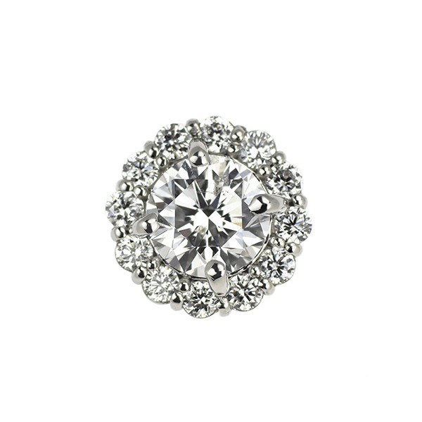 Brand New Pt950 Diamond Pendant Top 0.517ct G SI2 VG D0.17ct [Escole] free shipp