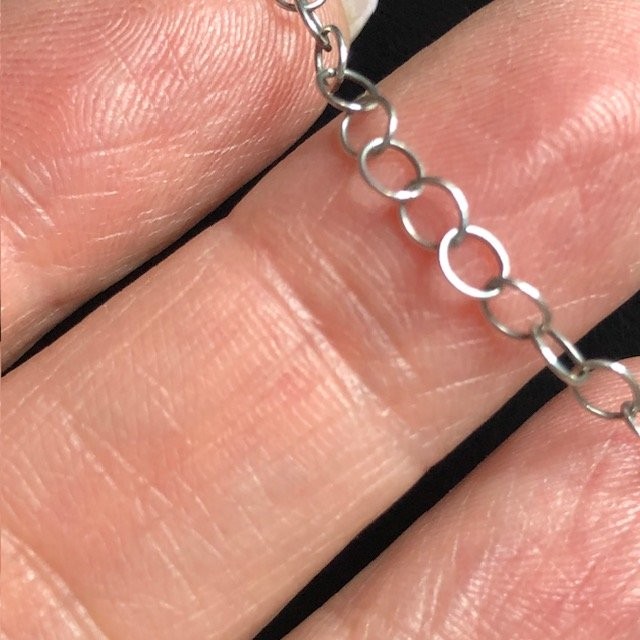 B1007 Sterling Silver Rolo Chain Necklace Adjustable Delicate Classic 17″ 2.5g