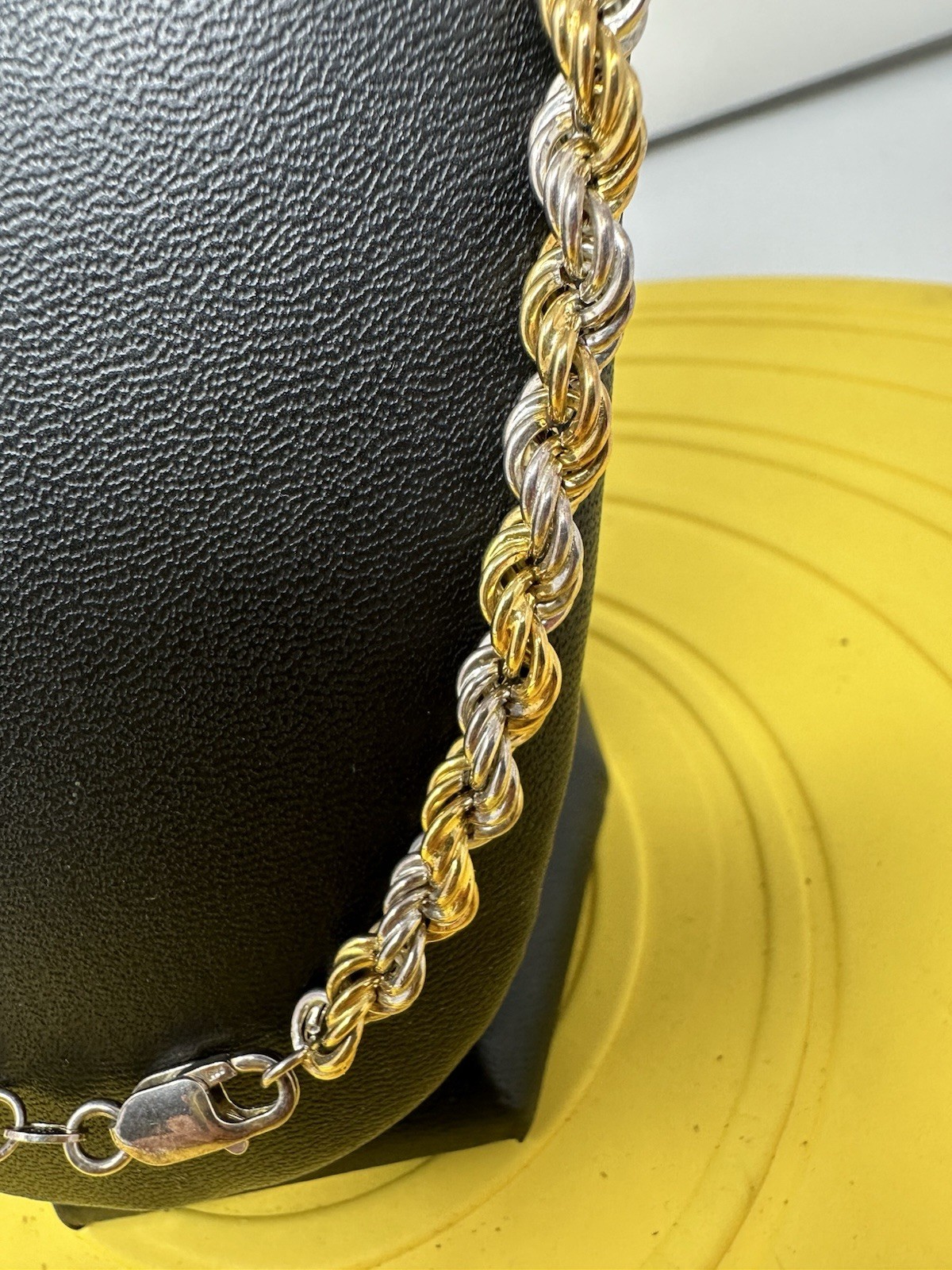 Sterling Silver Gold Plated & Silver Twisted Necklace Beautiful Modern 36g 22in