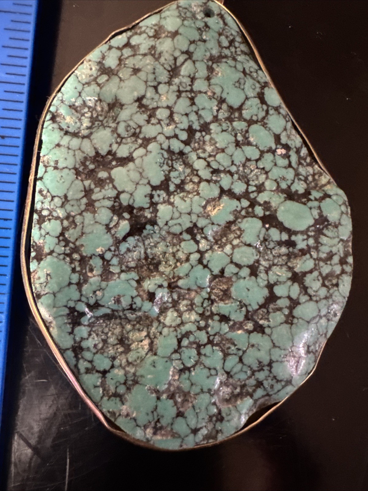 925 Silver Block Turquoise Pendant