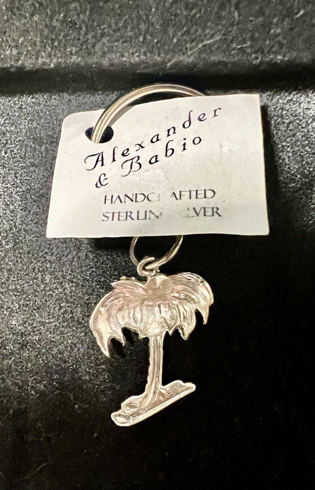 925 Sterling 1″Silver Palm Tree Pendant Or Keychain Signed ALEXANDER & BABIO