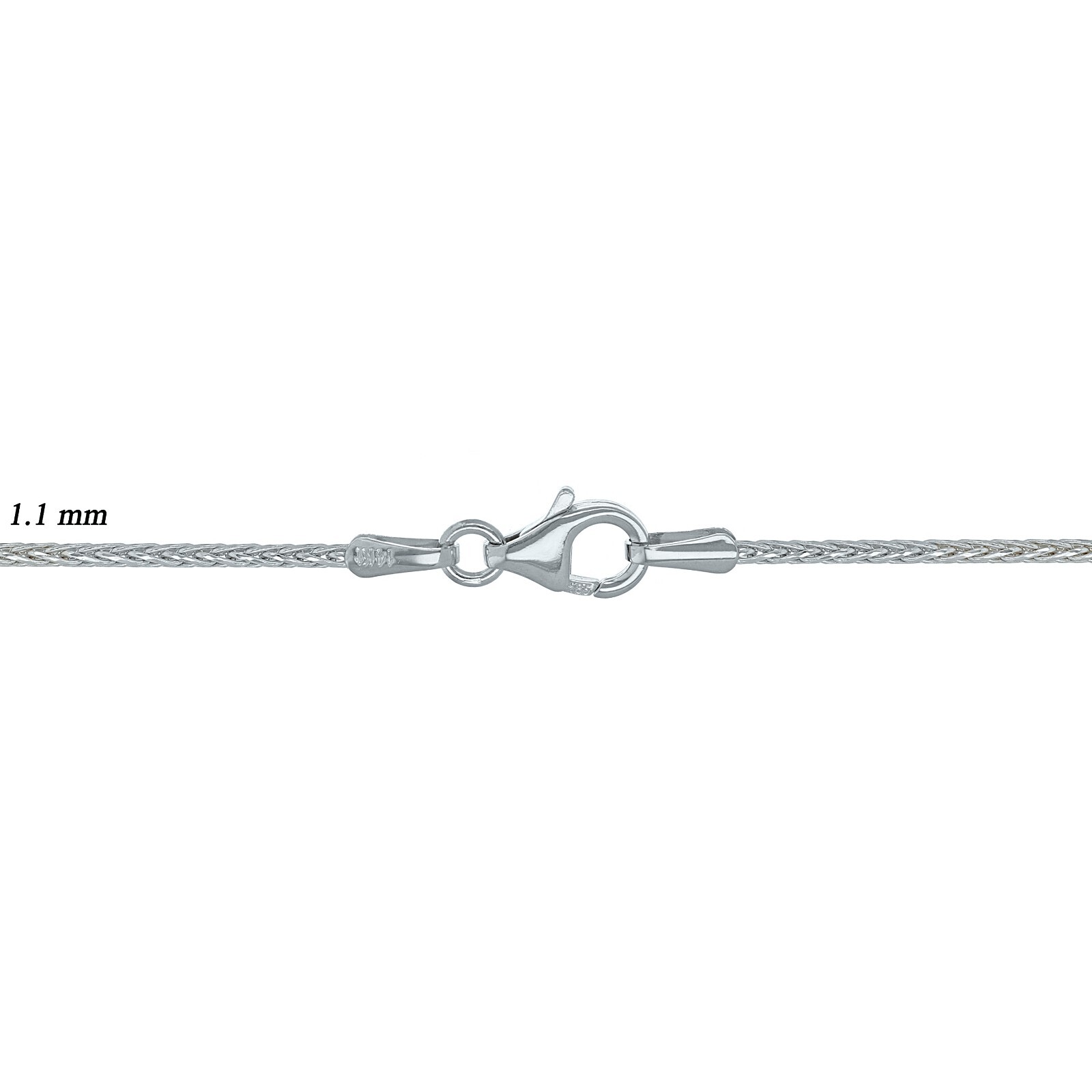 Italian 14k White Gold Solid Spiga Wheat Chain Necklace 20″ 1.1mm 3.8 grams