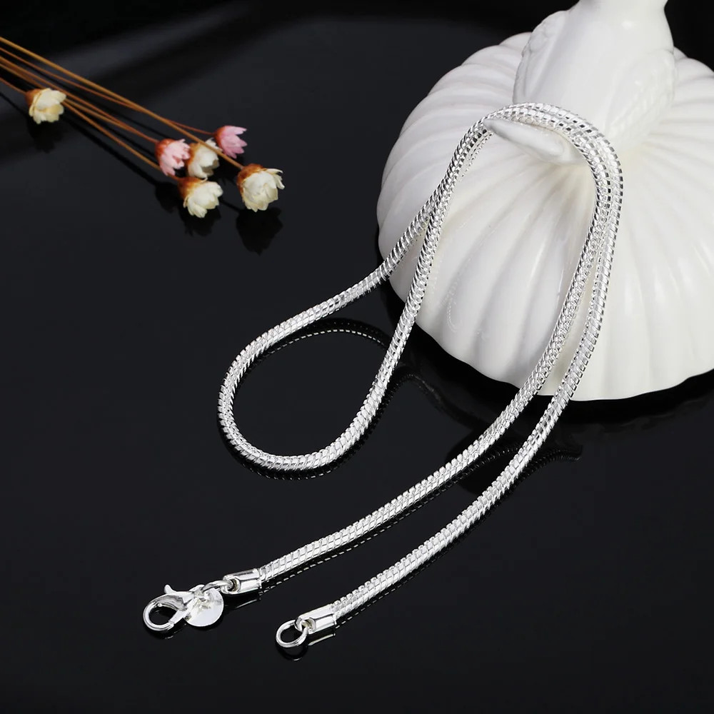 925 Sterling Silver Solid Snake Chain Womens Mens Necklace