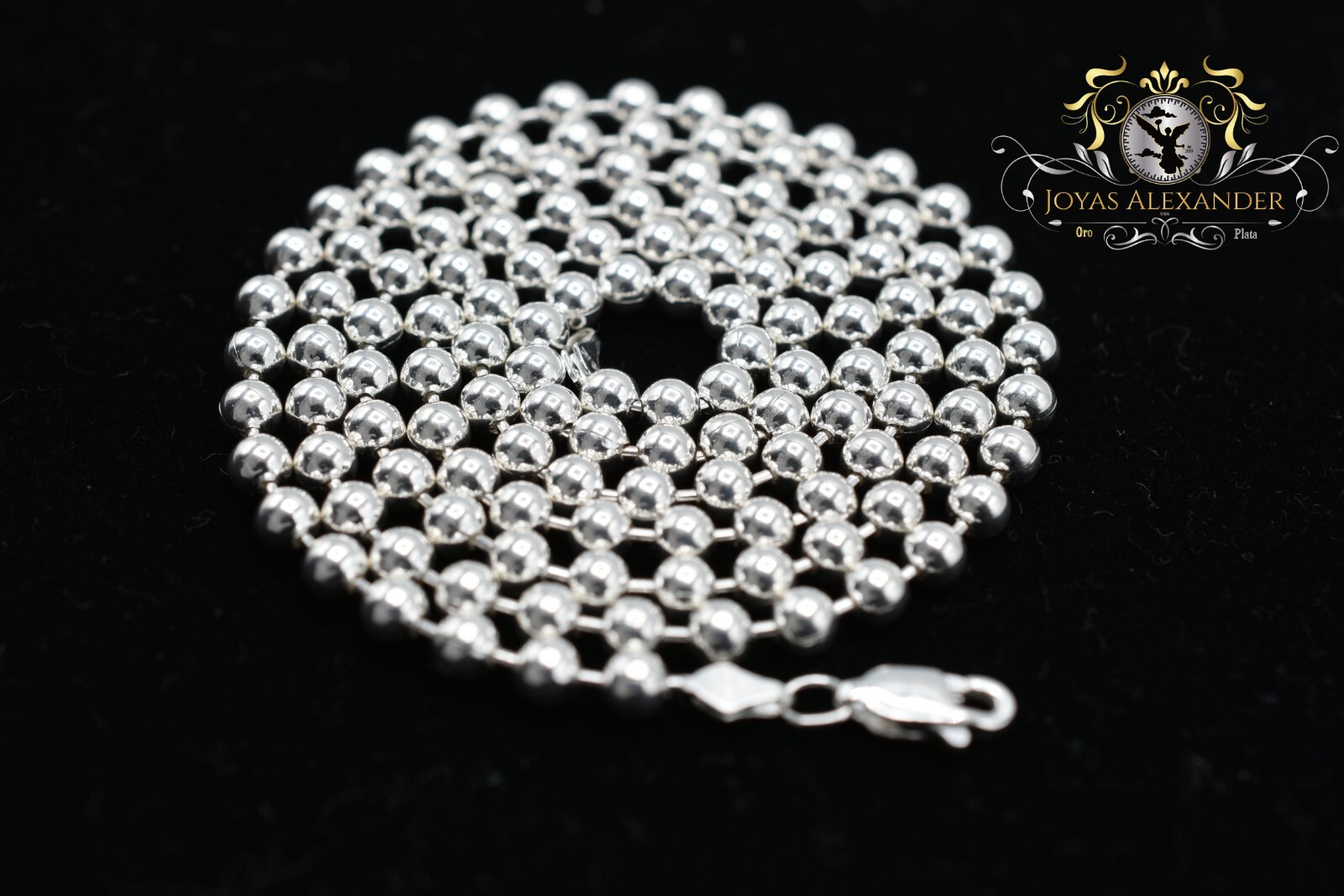 Sterling Silver Ball Bead Necklace Solid 925 Plata de Mexico Ball Silver Chain