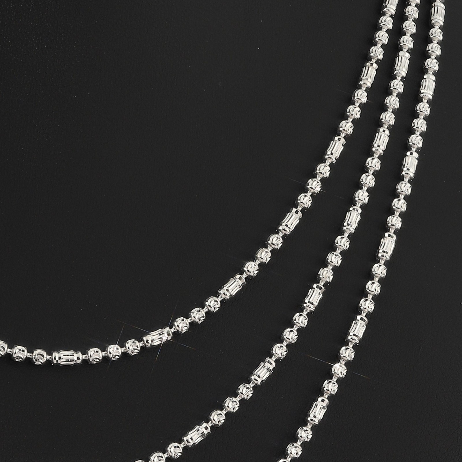 Solid 925 Sterling Silver 2.5mm Diamond-Cut Beaded Chain Italian Necklace 16″-22