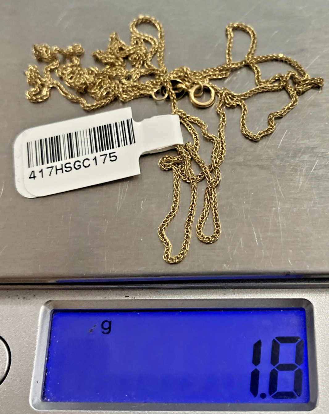 10kt Real Gold Spiga Wheat Semi-Solid/Hollow Chain 1.75grams 24″ Starz Brand NWT