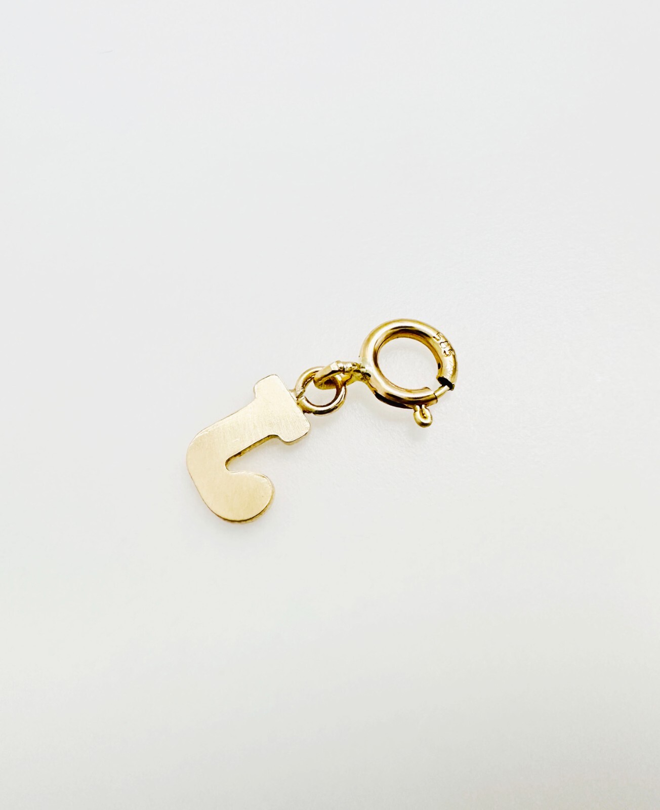14K Solid Yellow Gold Mini/Very Small ‘J’ Initial Charm Pendant w/Spring Clasp