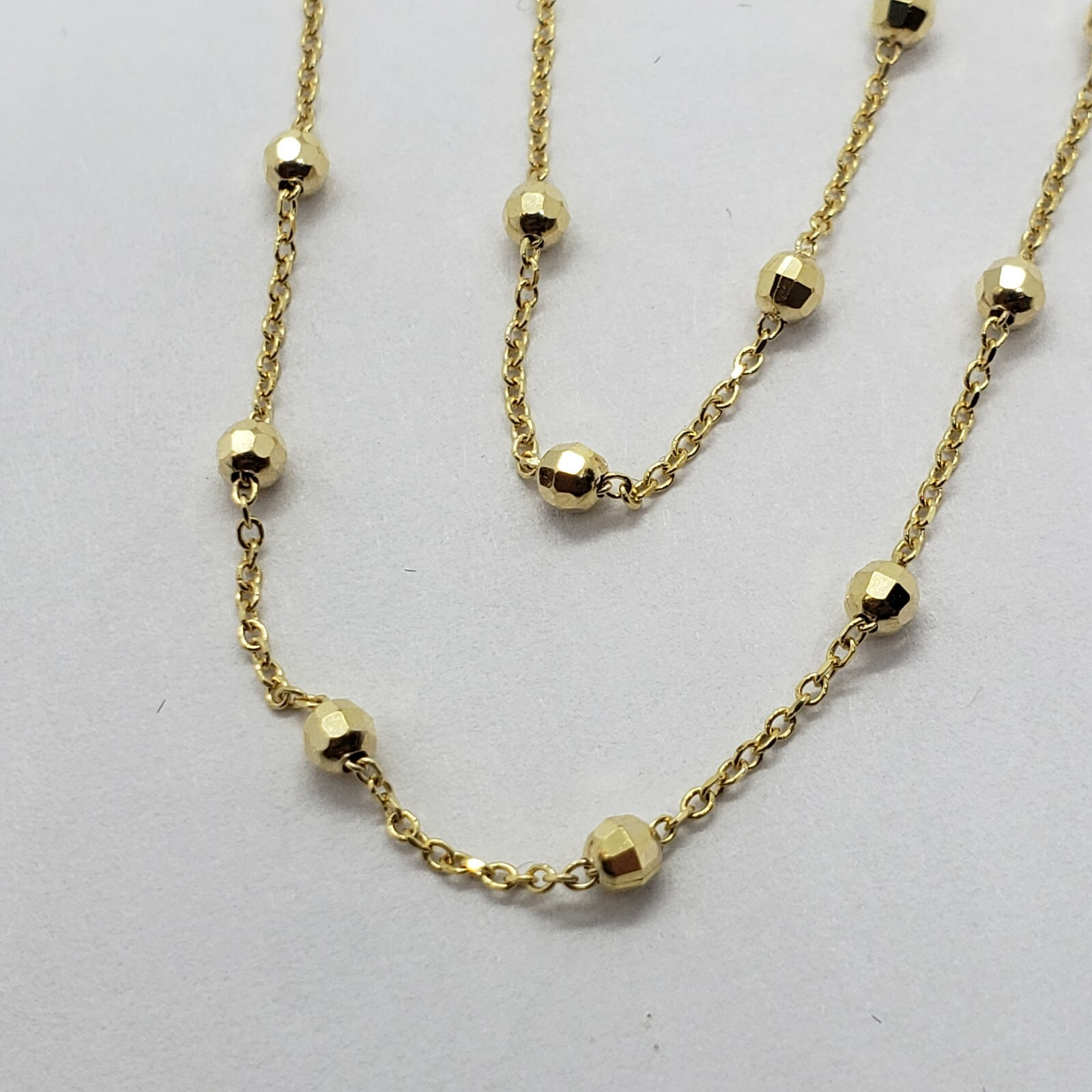 14K Solid Yellow Gold Station Ball Bead Rolo Bracelet Anklet 2mm 4mm 7″ 10″