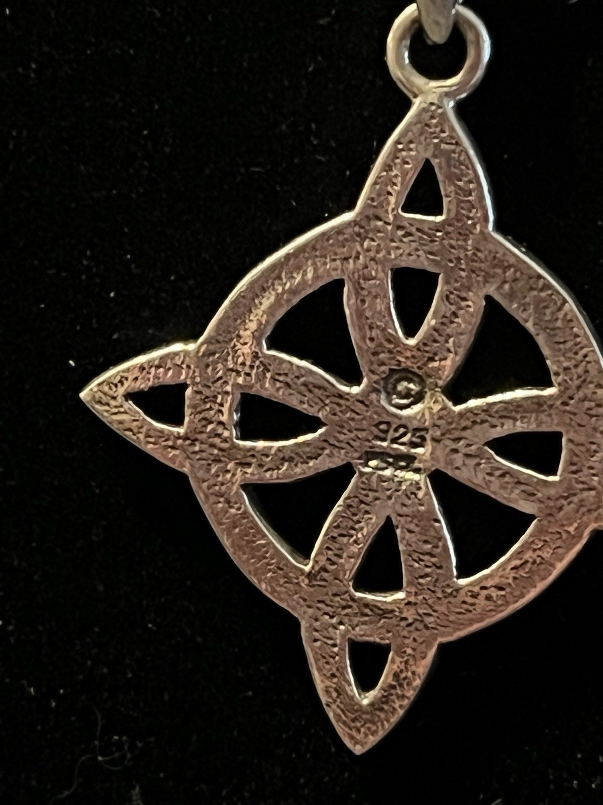 Signed 925 Sterling Silver Celtic Knot Pendant Necklace 20” Snake Chain Lobster