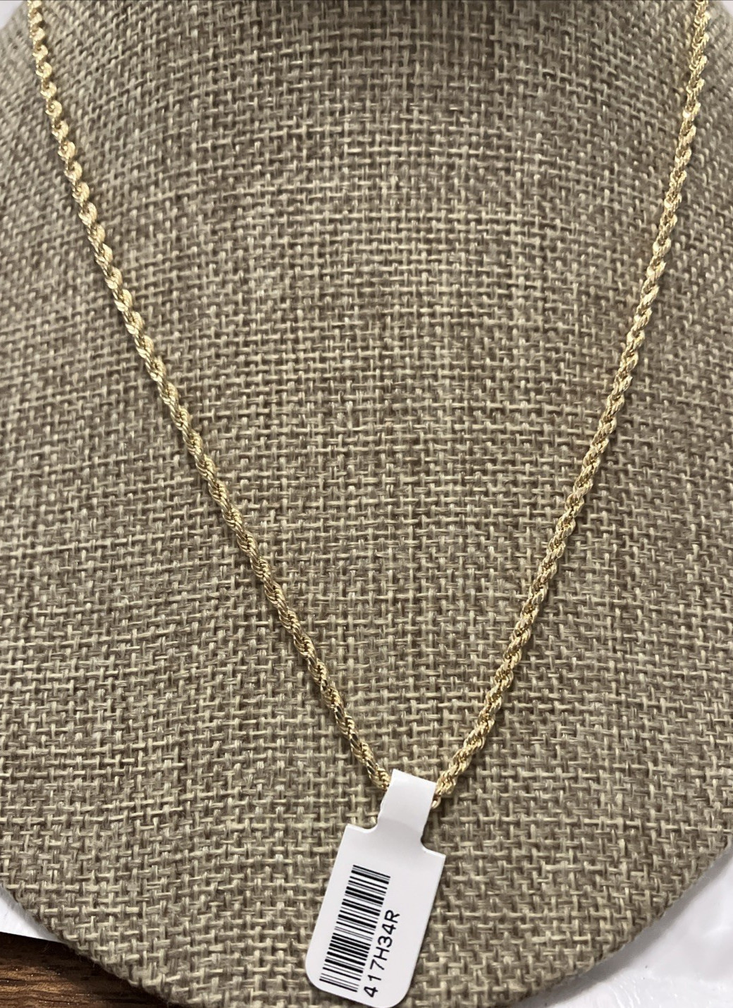 10kt Real Gold Rope Hollow Chain 3.4Grams 2.5mm 22” GND Brand New with Tag 10k