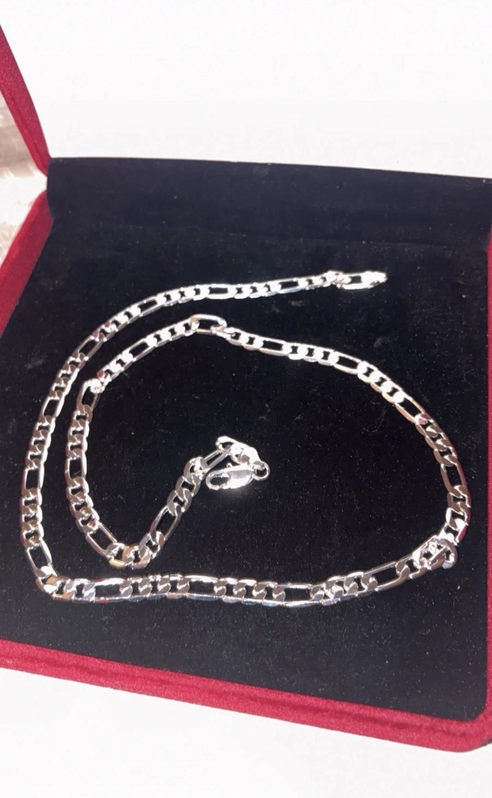 REAL marked 925 Sterling Silver Necklace Chain 26 Inch 8MM Figaro